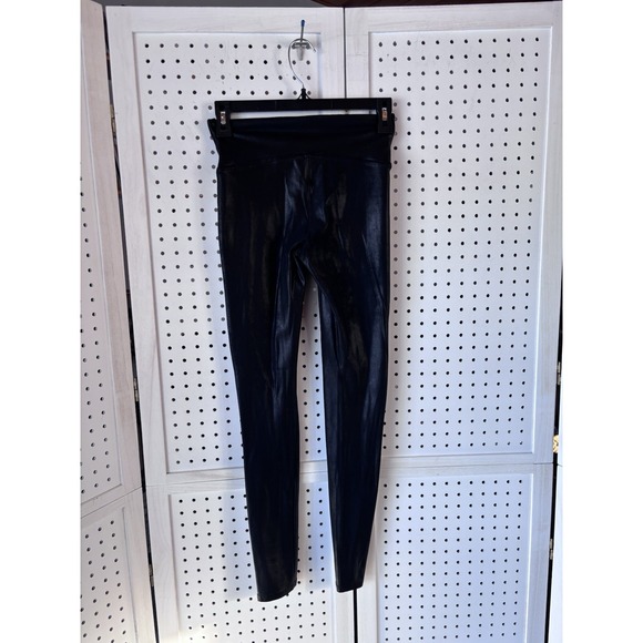 Spanx Leggings Womens Size Small Black Faux Leather Side Stripe High Waist - Picture 6 of 7